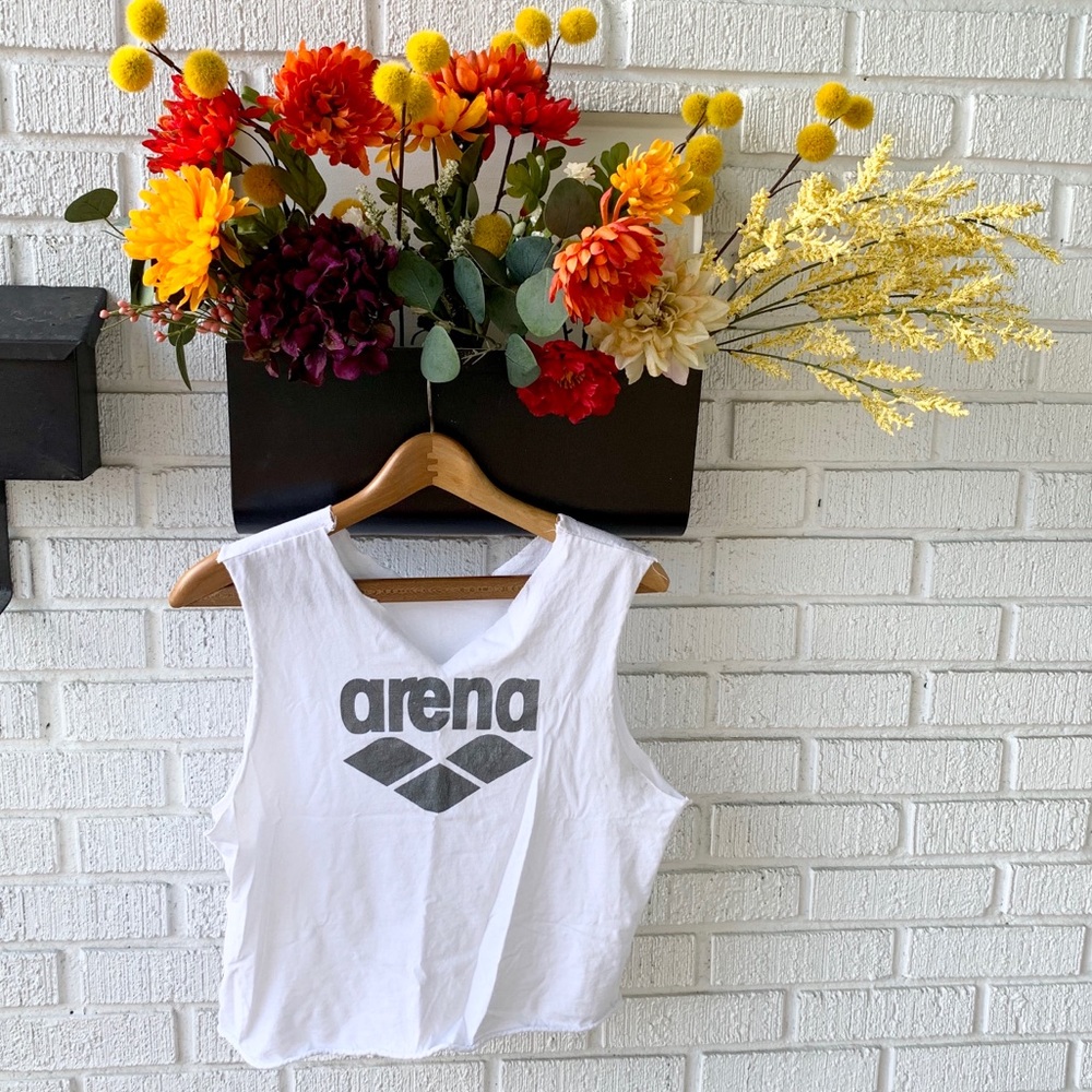 Arena White Tank Top/Crop Top Size Small